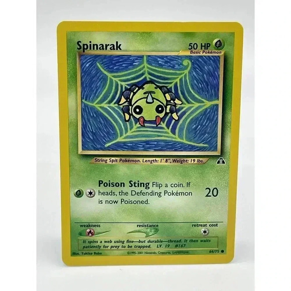 Spinarak 64/75 Neo Discovery Common Pokemon Card WOTC Non Holo Vintage 2001 NM - Picture 1 of 6